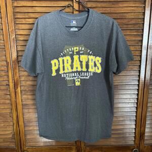 Pittsburgh Pirates Baseball Women's T-Shirt - Gray Short Sleeve - Size Large